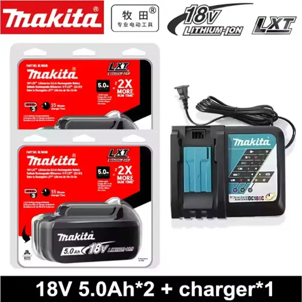 Makita 18V 5.0Ah Battery BL1850B BL1860B With DC18RC Charger Combo 100% New High Quality For DDF485Z DHP487 DTD149Z LXT Tools