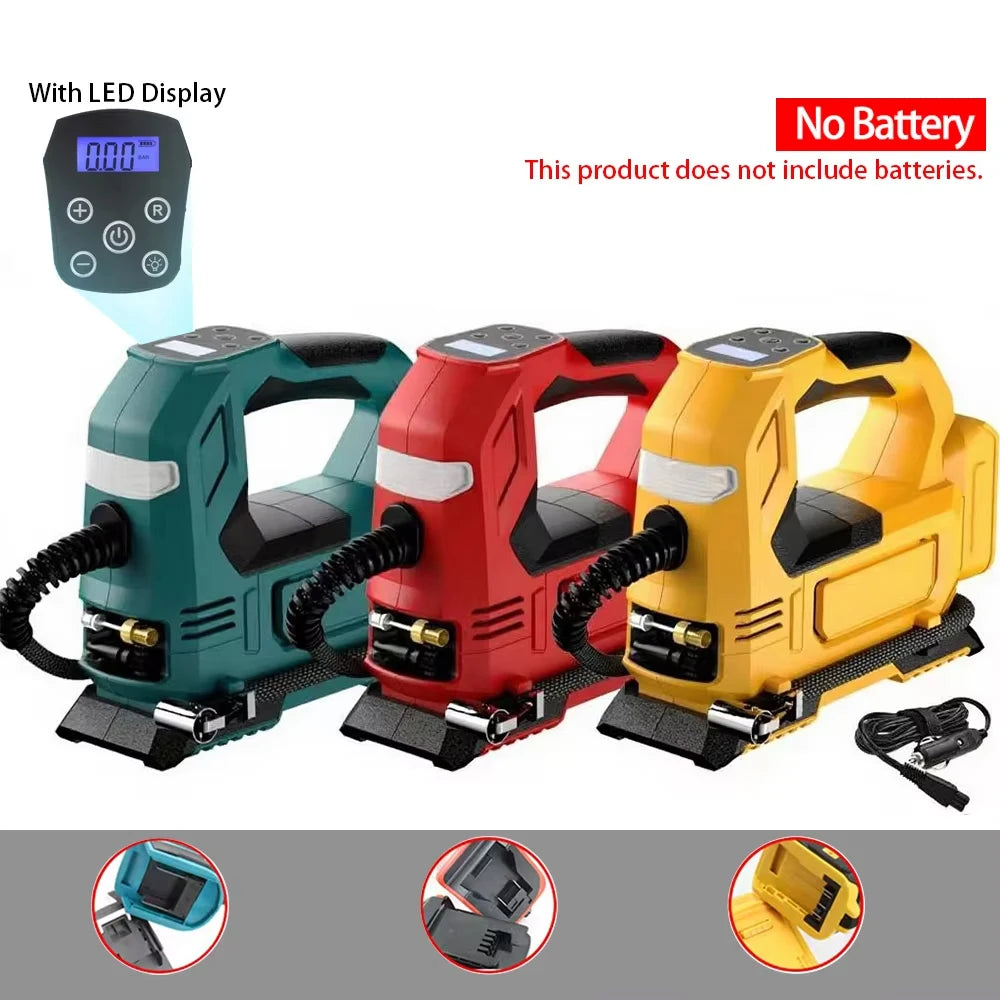 Electric Air Pump Powered Inflator Cordless Car Tire Air Compressor Inflatable Pump Fit Makita/Dewalt/Milwaukee 18V No Battery