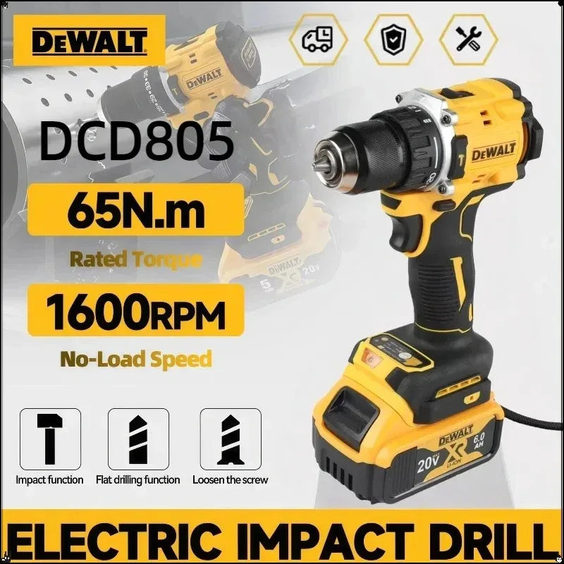 DEWALT DCD805 20V Brushless Cordless Impact Drill Combo Kit Electric Screwdriver Hand Drill With Lithium Battery Full Set