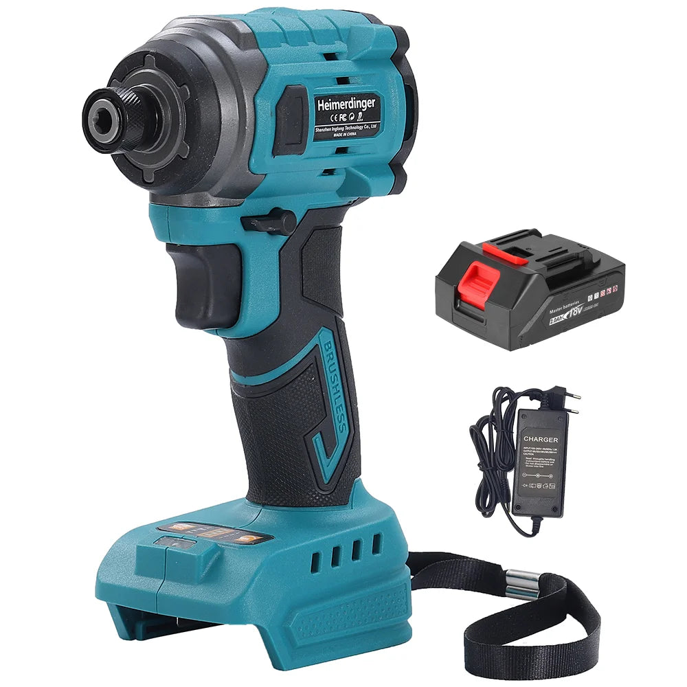 18V 1/4" Electric Rechargeable battery powered brushless cordless impact driver drill screwdriver