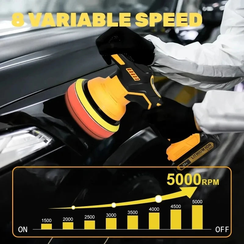 Digital Display 8 Gears Cordless Electric Car Polisher Auto Waxing Polishing Machine Tool for DEWALT Battery