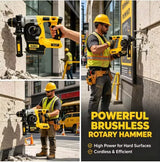 DEWALT 18V/20V MAX Brushless SDS-Plus Rotary Hammer Drill, 1" L-Handle, 3-Speed Woodworking Impact Drill (Tool Only)
