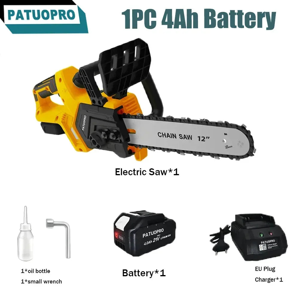 12Inch Brushless Electric Chain Saw 3800RPM Portable Chainsaw Rechargeable Cordless Graden Pruning Tools For Makita 18V Battery