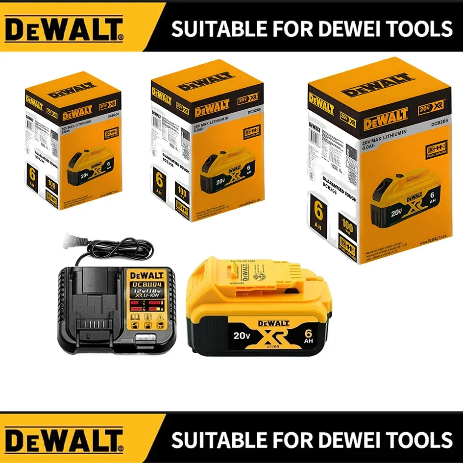 Dewalt 20V Battery 5AH 6AH 18V5.0AH Rechargeable Lithium Ion Battery, Dewalt DCB200 Power Tool Replacement Battery