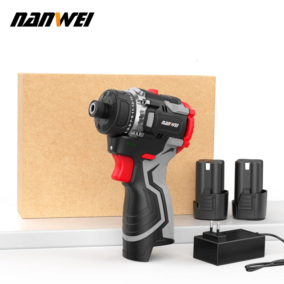 NANWEI 16V Brushless Lithium Battery Impact Screwdriver Household Electric Screwdriver 3-speed Control
