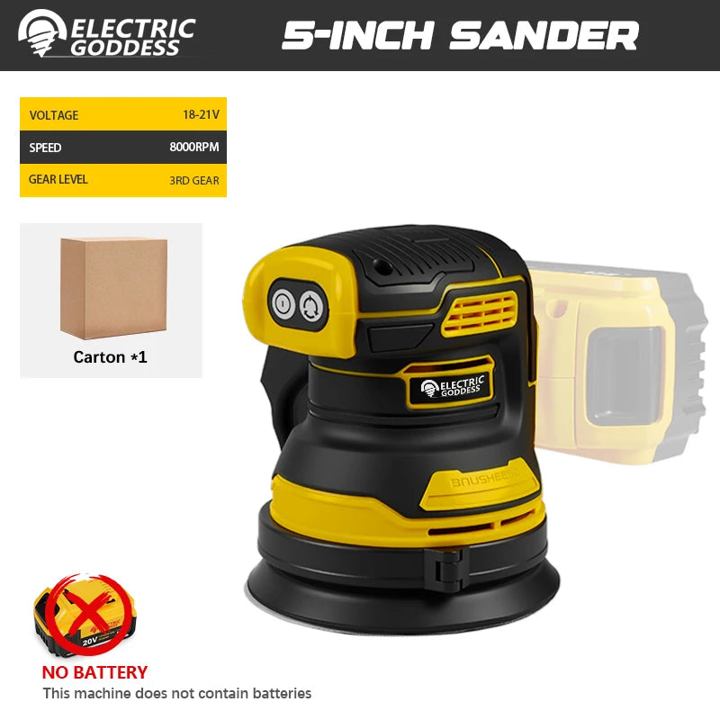 Electric Goddess Brushless Sander Disc 8000rpm For Dewalt 20V Battery Cordless Woodworking Sanding Putty Polishing Power Tool ﻿