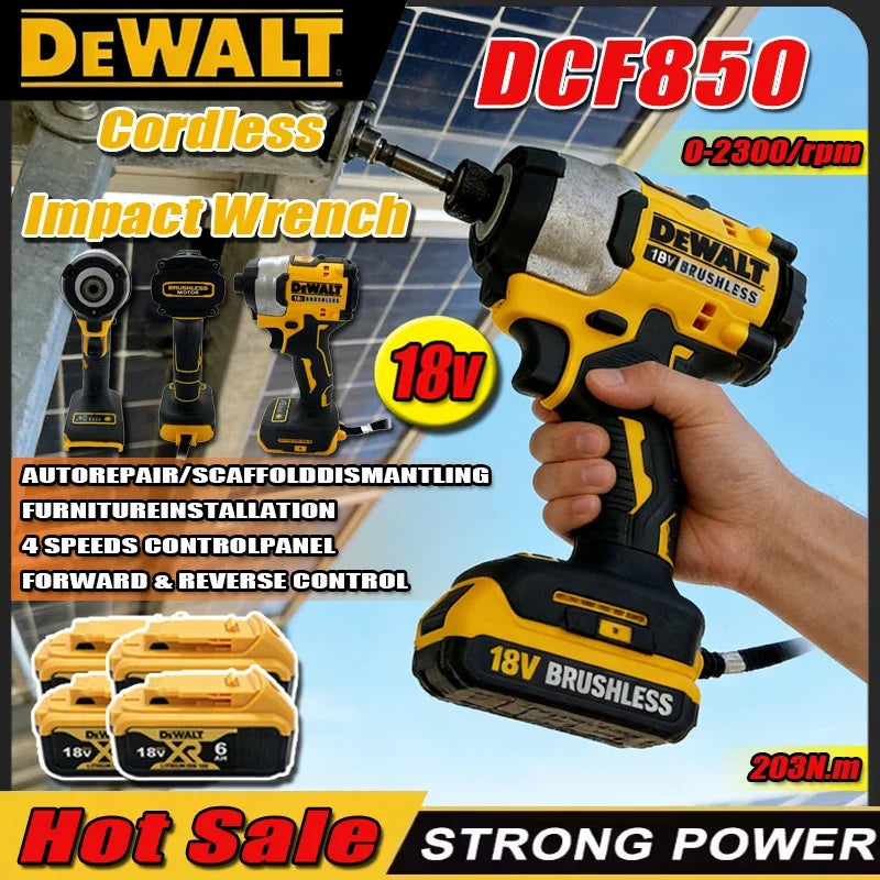 2026 DEWALT DCF850 205N.m Brushless Impact Driver Cordless Screwdriver 18V Rechargeable Electric Impact Drill Power Tools