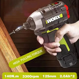 WORX WU132X WU132 Cordless Impact Screwdriver 320W 160Nm 12v 3600rpm Brushless Motor Adjust Torque Univeral Battery Power Tool