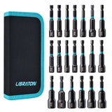 LIBRATON 20PCS Magnetic Nut Driver Set, Impact Drill Driver Bit Set 1/4" Metric and SAE Nut Driver with Storage Bag Nut Drivers
