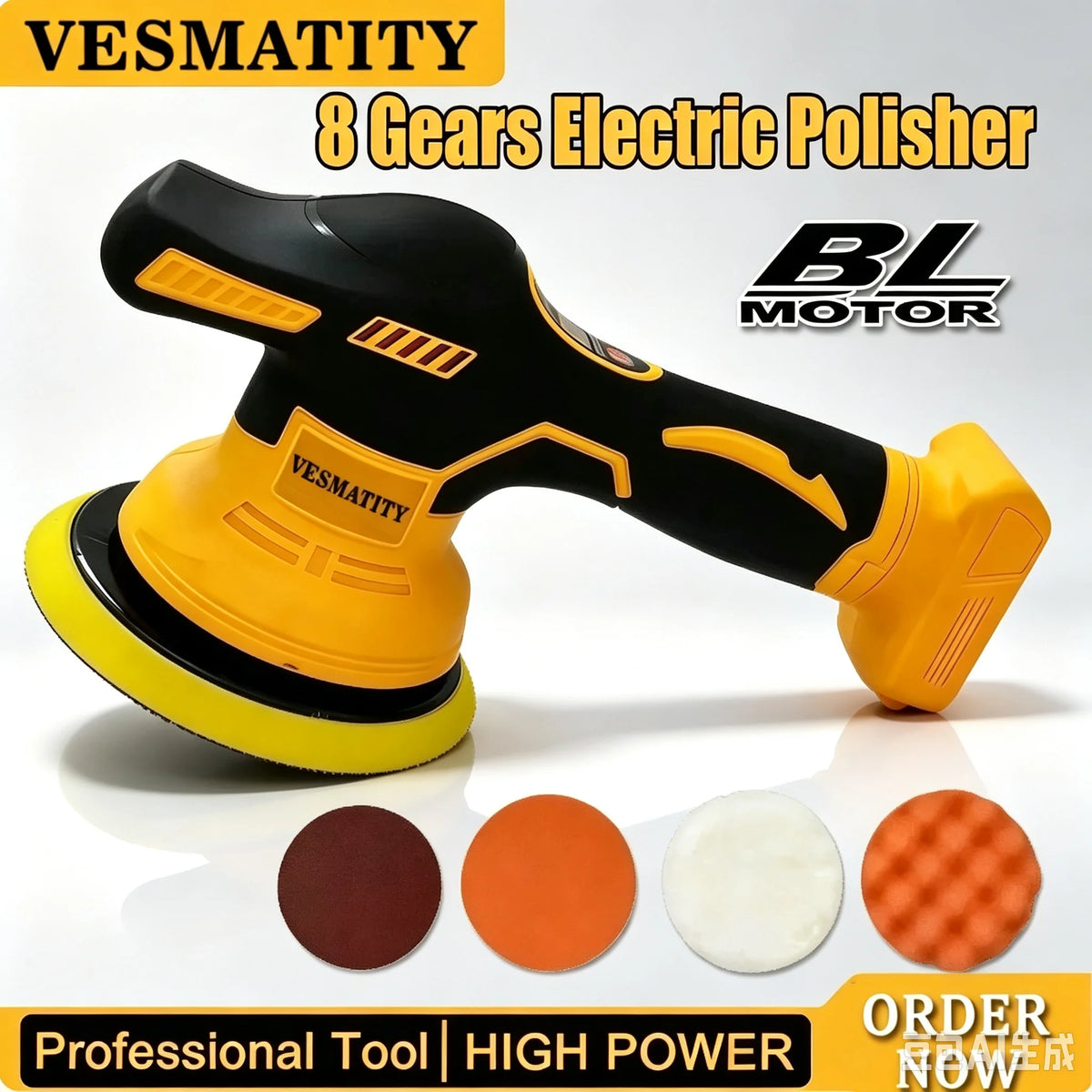 Digital Display 8 Gears Cordless Electric Car Polisher Auto Waxing Polishing Machine Tool for DEWALT Battery