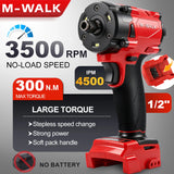 M-WALK 1/2" Brushless Electric Impact Wrench 300N.M Torque Removal Screw Nut Screwdriver Power Tools For Milwaukee 18V Battery