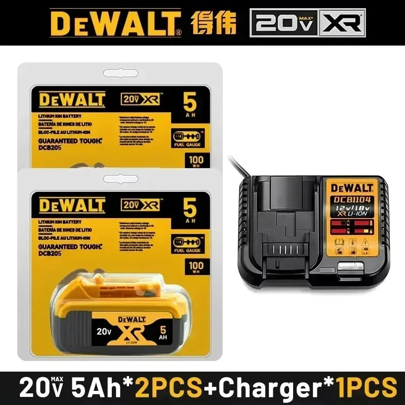 100% Genuine Dewalt 20V 5.0Ah Battery XR Series MAX Power Tools Battery DCB205 DCB1104 Charger Battery Combo Bundle Available