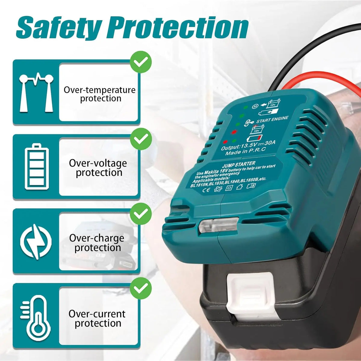 Car Jump Starters Adapter for Makita 18V Battery 11 Gauge Car Battery Jump Starter Automotive Booster Cables Car Using Tool