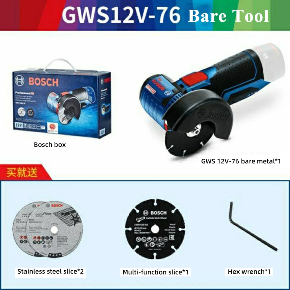 Bosch GWS 12V-76 Professional 12V Cordless Angle Grinder Rechargeable Portable Angle Grinder Handle Cutting Machine Power Tools