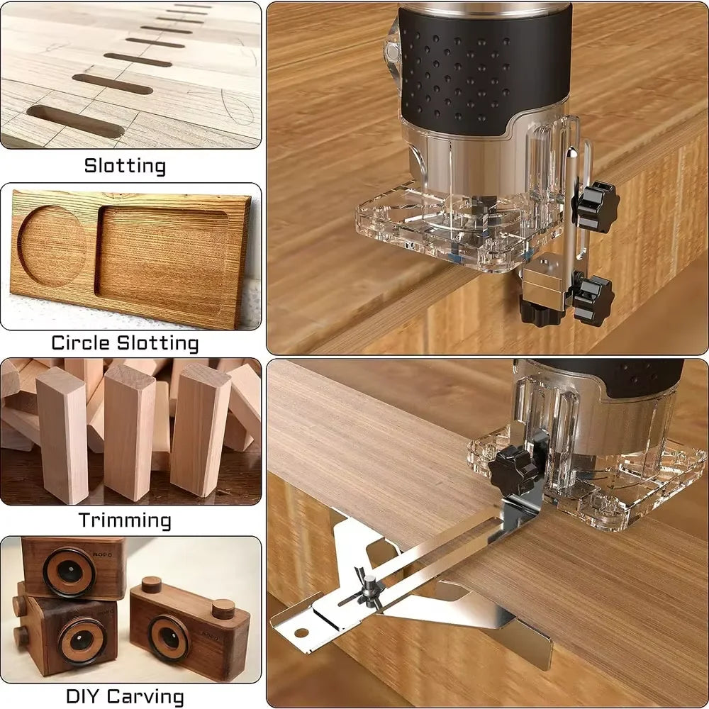 800W Electric Woodworking Trimmer 6 Speed 110/220V Suitable for 6.35mm 30000 RPM Milling Cutter Woodworki Engraving Machine Tool