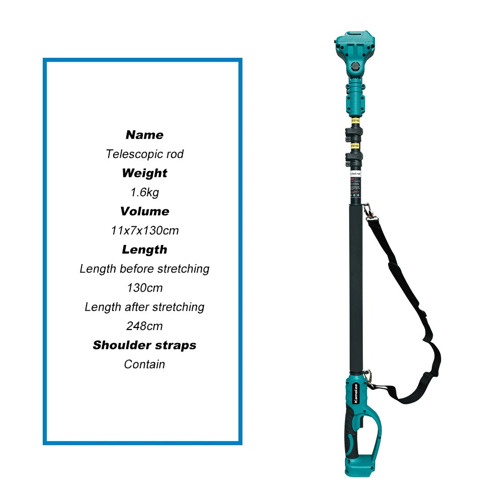 Kamolee length 2.5m telescopic pole is suitable for aerial trimming, electric scissors 6 inch 8 inch chainsaw, adjustable length