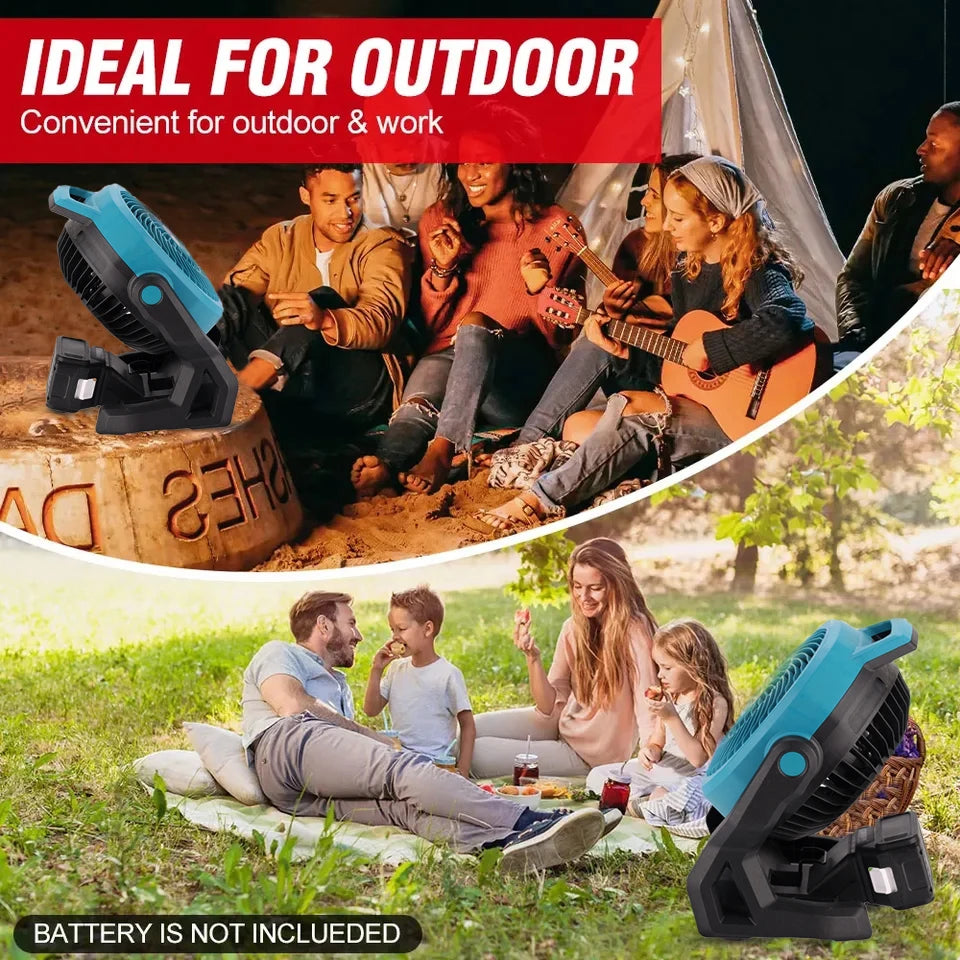 180 Degrees Rotary Outdoor Electric Fan Lithium Battery Drive Battery And Line Dual Use For Family Outdoor Fishing Camping