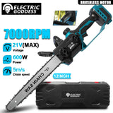 12-inch Cordless Blue Electric Chainsaw 600W Handheld Brushless Woodworking Chainsaw Power Tool For Makita 18V Battery