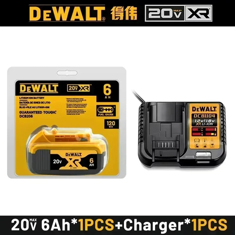 Original Dewalt 20V 6.0Ah Battery Lithium Ion DCB206 Replacement Battery Power Tool Battery Charger Combo DCB184 DCB200 DCB205