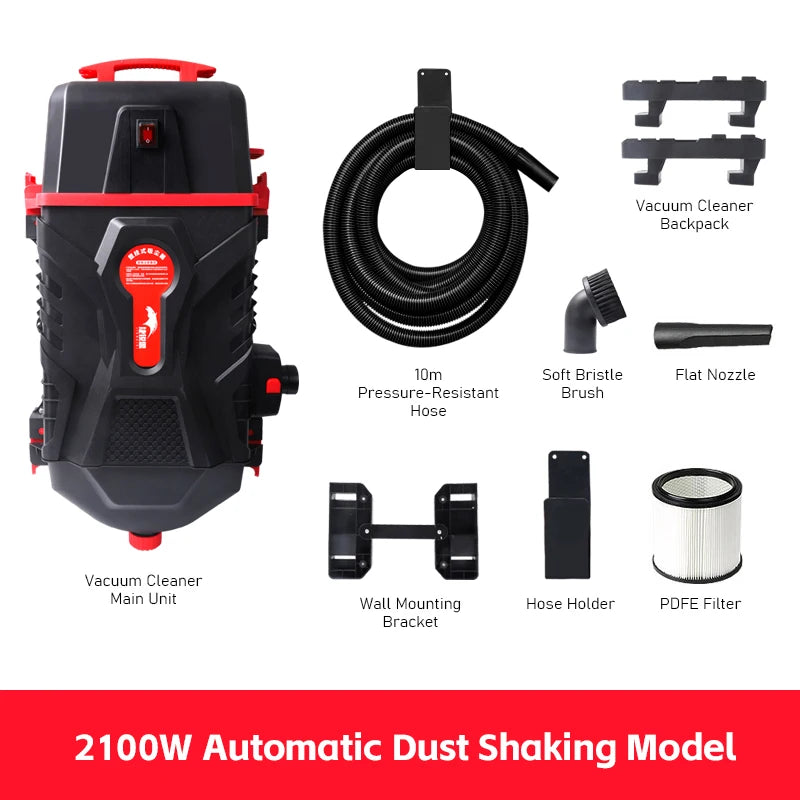Tungfull 2100W Wall-Mounted Vacuum Cleaner 4S Shop Dust Cleaner Automotive Detailing Vacuum for Auto Beauty Shops Car Wash