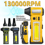 Portable Camping Fan with Light 8000mAh Battery Operated Waist Fan 130000RPM Mini Jet Blower for Tent Outdoor Work and Cleaning