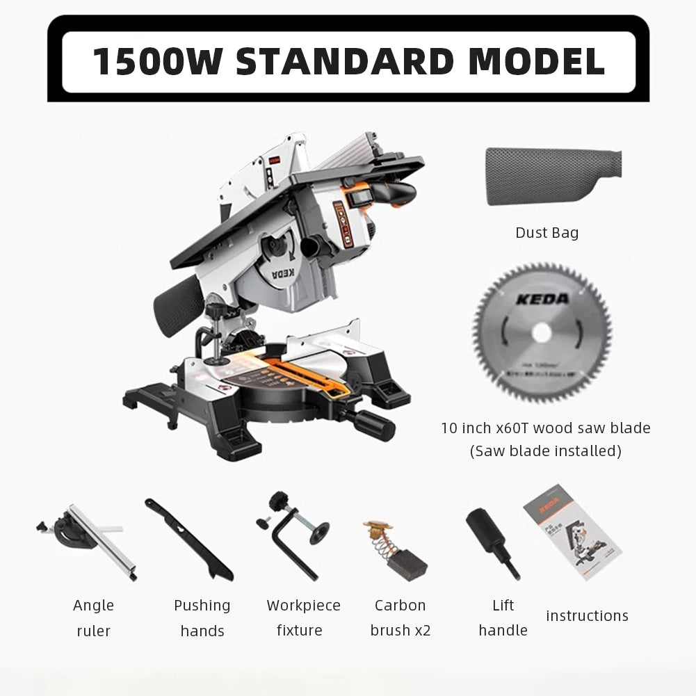 Electric Compound Saw 10 Inch Table Saw Miter Cutting Boundary Aluminum Machine 45° Woodworking Dual Purpose All-in-One Machine