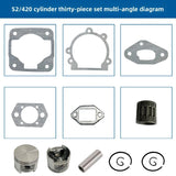 46mm Cylinder Piston Kit for STIHL BR380 BR400 BR420 SR420 Blower, Replace 4203 020 1201, 2 Stroke Engine Assembly