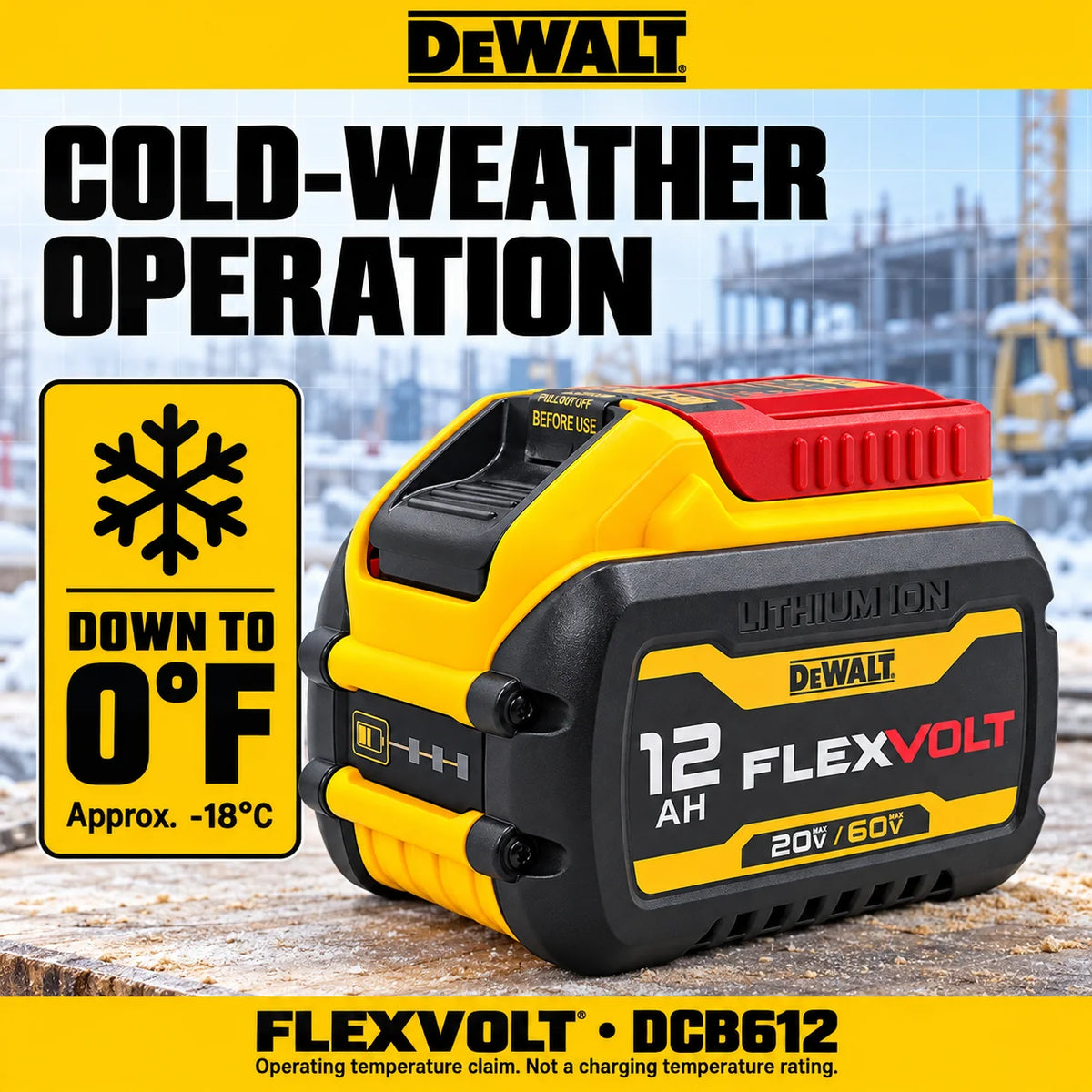 Original DEWALT DCB612 FLEXVOLT 60V MAX 12Ah Lithium Ion Rechargeable Battery for 20V and 60V MAX Cordless Power Tools