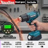 HAOLTON Heat Gun Cordless Hot Air Gun Industrial Handheld Electric Heat Gun Temperatures Adjustable For Makita 18V Battery