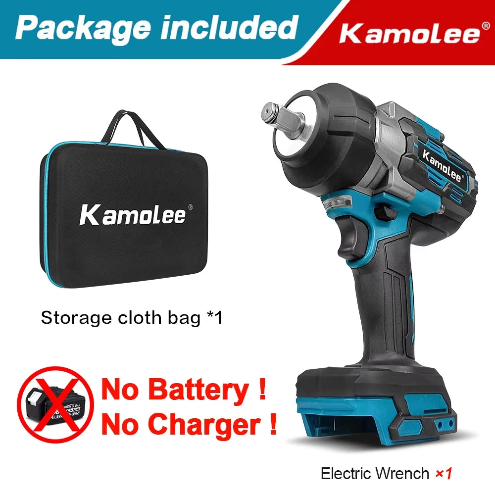 Kamolee 3100NM Wireless Charging High Torque Wrench 1/2 Inch Repair Electric Impact Wrench is compatible with Makita 18V battery