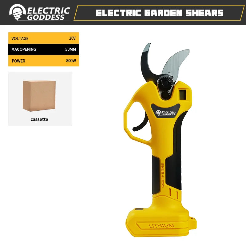 Electric Goddess Brushless 50mm Electric Pruning Shear Cordless Fruit Tree Bonsai Electric Scissors For Dewalt 20V Battery Pin