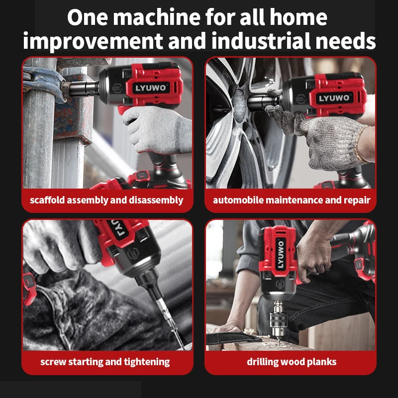 LYUWO High Quality Brushless Cordless Impact Wrench LW-BS75 3/8" 21V 600N.m NoBattery 3500 RPM Professional auto repair or home