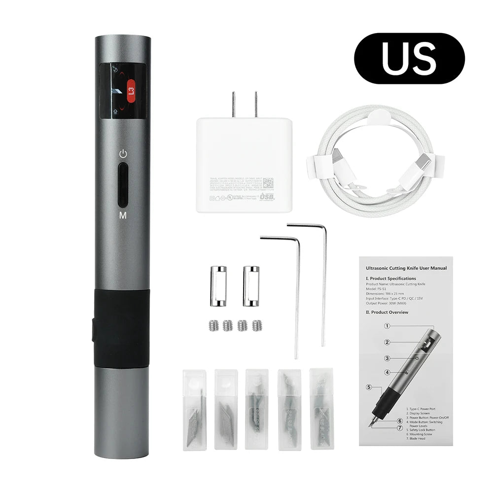 FS-S1 Without Battery Ultrasonic Cutter Knife Multi-Function Handheld Ultrasonic Cutter Type-C DIY Electric Engraving Tool