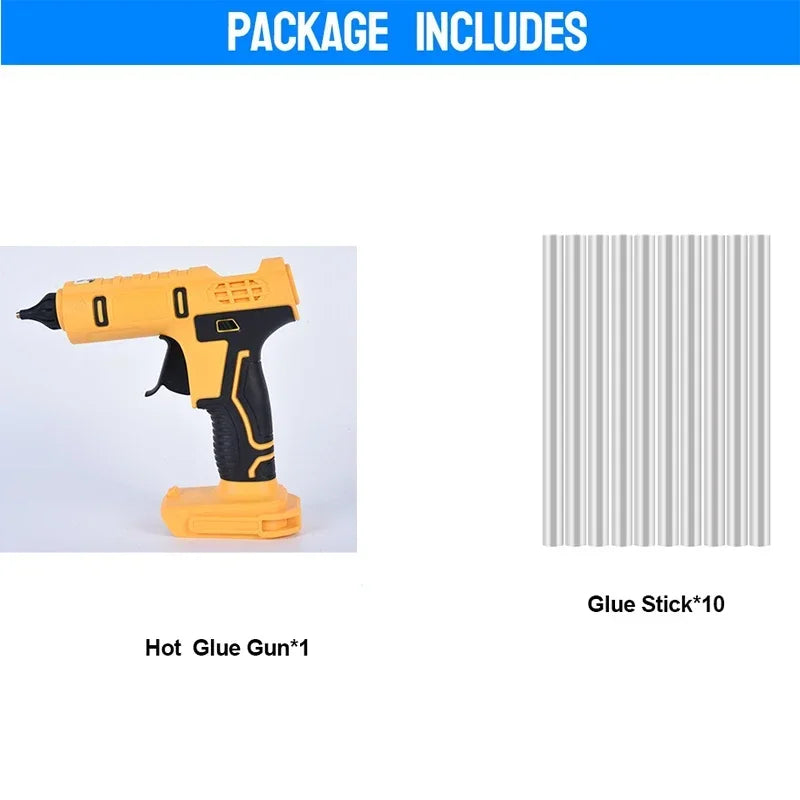 Cordless Electric Handheld Hot Glue Gun Repair Hot Melt Welding Hot Air Gun Anti-scald Nozzle with 10 Sticks for Dewalt Battery