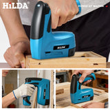 HILDA Electric Nail Gun Portable Furniture Pneumatic Gun Nail Gun DIY Tools 2 in1 Air Nail Gun with 2000pcs Staples LED Light