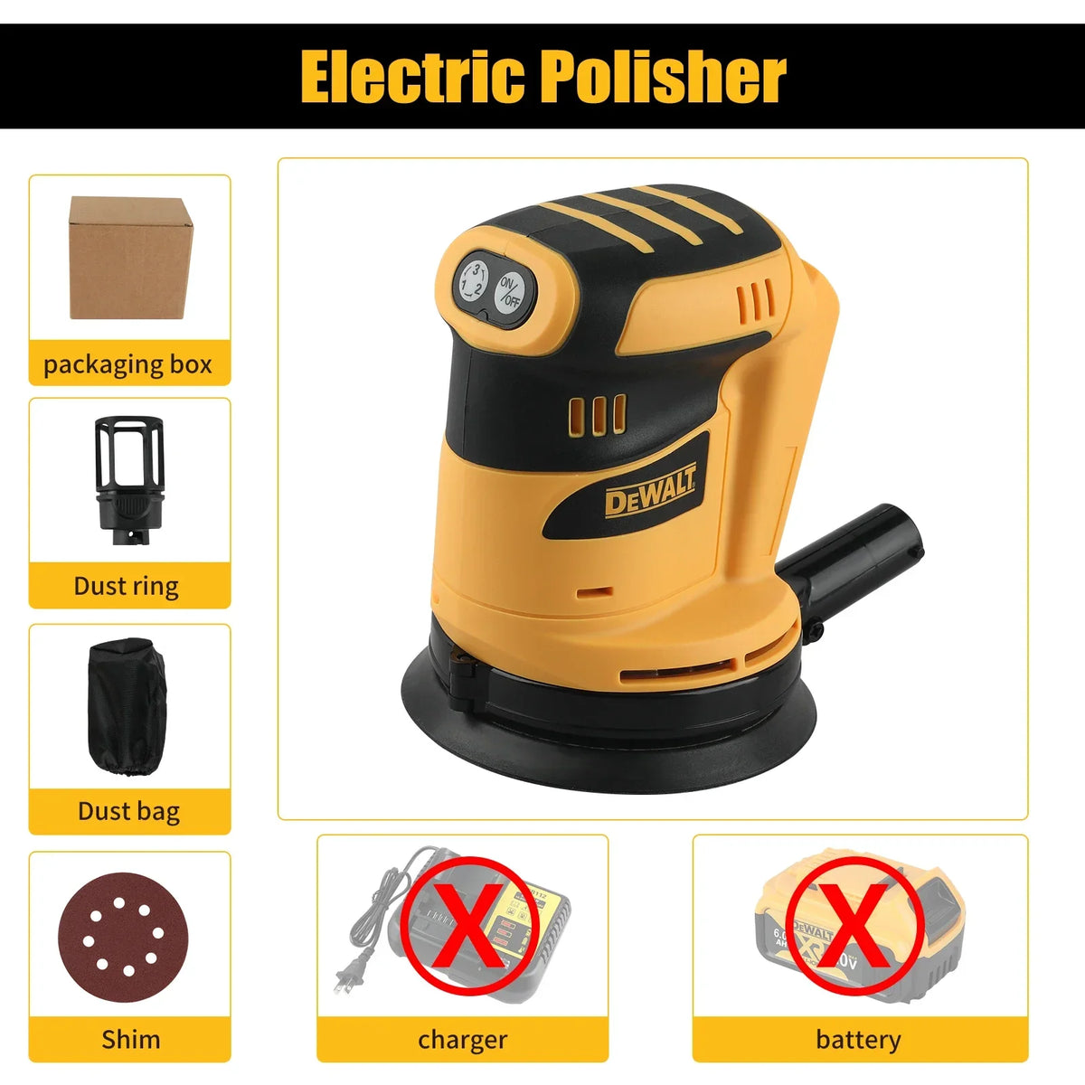 DEWALT DCW207B 20V MAX Brushless Random Orbital Sander 125mm 8000-12000OPM Variable Speed Bare Tool