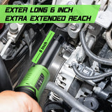 TaskStar 6 Inch Extended Cordless Ratchet Wrench 3/8" Portable Electric Wrench 36.88Ft-lbs for Car Repair 2*2.0Ah Battery Powered Handheld Angle Wrench with LED Work Light