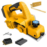 Brushless Electric Planer 82mm Cordless Woodworking Handheld Planer DIY Wood Smoothing Grooving for Dewalt 20V Battery Pin