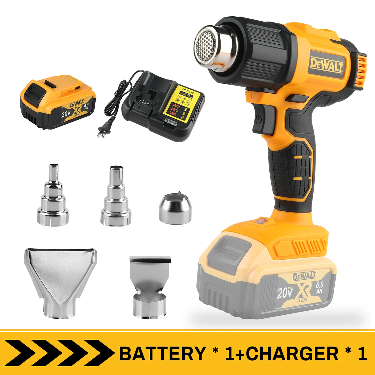 DEWALT 18V 21V Heat Gun Shrink Wrapping Tool Electric Air Dryer Soldering Thermal Blower with Anti-Scald Grip & Digital Display