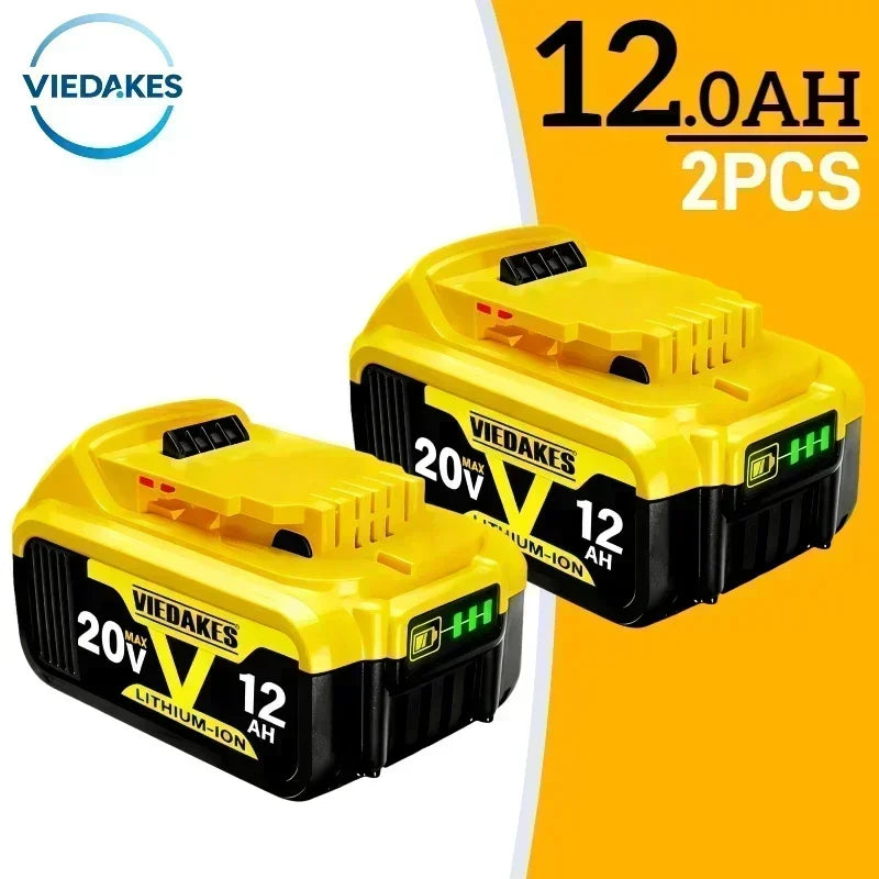 High Capacity 12.0Ah 20V Rechargeable Lithium Ion Battery for Dewalt 20V Battery Work DCB200 DCB201 DCB203 DCB205 DCB206 Tools