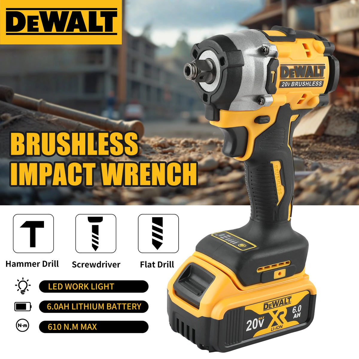 DEWALT DCF921 Cordless Impact Wrench 20V 610Nm Max Torque 0-3550IPM Forward Reverse Switch Auto Repair Heavy Work Power tools