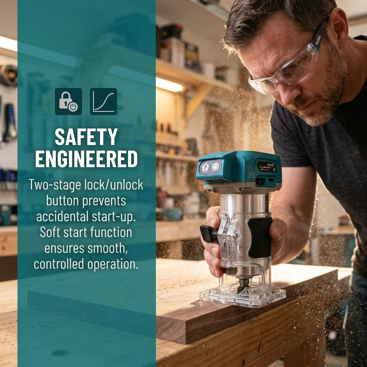 Makita DRT50 18V Cordless Brushless Trimmer Slotting Tool For Furniture Edge Finishing And Cabinet Fabrication Tasks