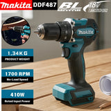 Makita DDF487 18V LXT Cordless Brushless Drill Driver Compact Hand Tool For Home Shelf Mounting General Maintenance Jobs