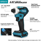 Makita DTD171 18V Brushless Impact Driver Cordless Rechargeable Screwdriver With LED Work Light Bare Tool
