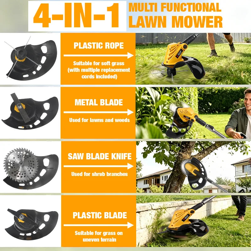 Electric Goddess Brushless Electric Lawn Mower Cordless Grass Trimmer Cutter Garden Power Tool For Dewalt 20V Battery Pins