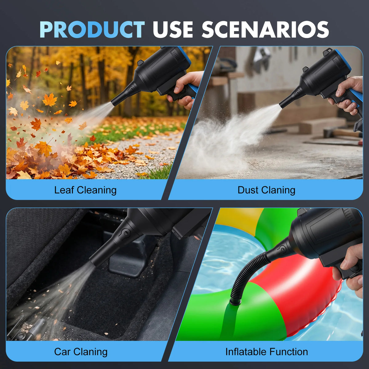 Cordless Air Blower Turbo Jet For Makita 18V Battery 300M/S Wind Speed Handheld Portable Electric Leaf Blower Dust Blowing Tool