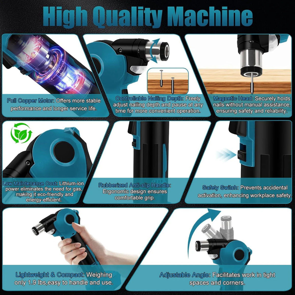 Cordless Electric Nail Hammer Straight Nail Hammer Rechargeable Hand Tool Woodworking Carpentry Furniture Installation Equipment