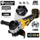 100/125mm Brushless Angle Grinder Metal Polishing 4 Gears Cordless Grinding Machine Power Tool For Dewalt 20v Battery Pins
