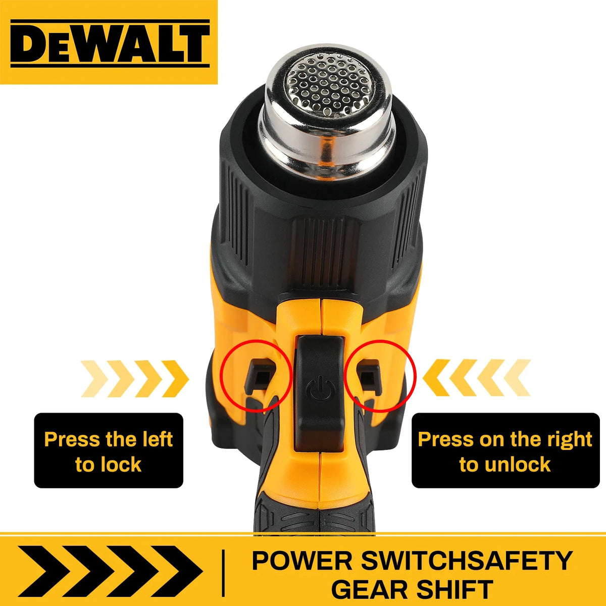 DEWALT 18V 21V Heat Gun Shrink Wrapping Tool Electric Air Dryer Soldering Thermal Blower with Anti-Scald Grip & Digital Display