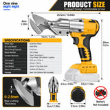 Cordless Brushless Metal Shears 1600RPM 2.5mm Cutting Thickness for Steel Aluminum Roofing Compatible with